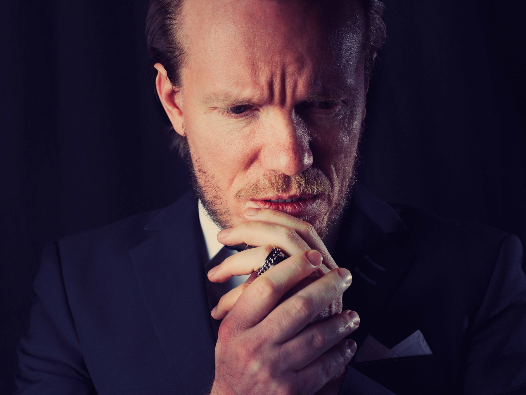 Matti Boustedt, Swedish actor, thoughtful black and white portrait
